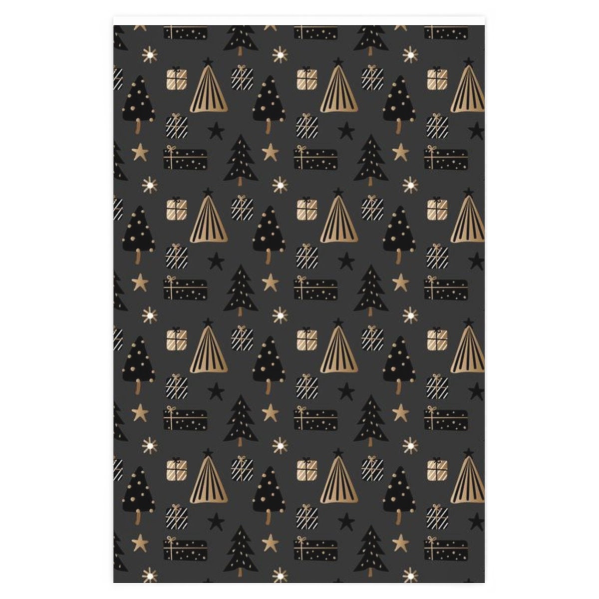 Artsy Dark Christmas Print Wrapping Paper Roll of Holiday Wrapping