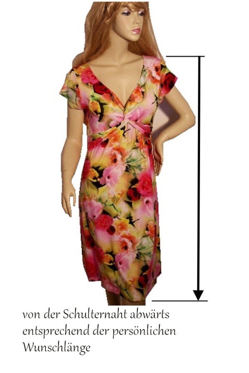 Women's dresses, women's jersey dress, knee-length dress on display, midi dress, V-neck dress without sleeve image 9