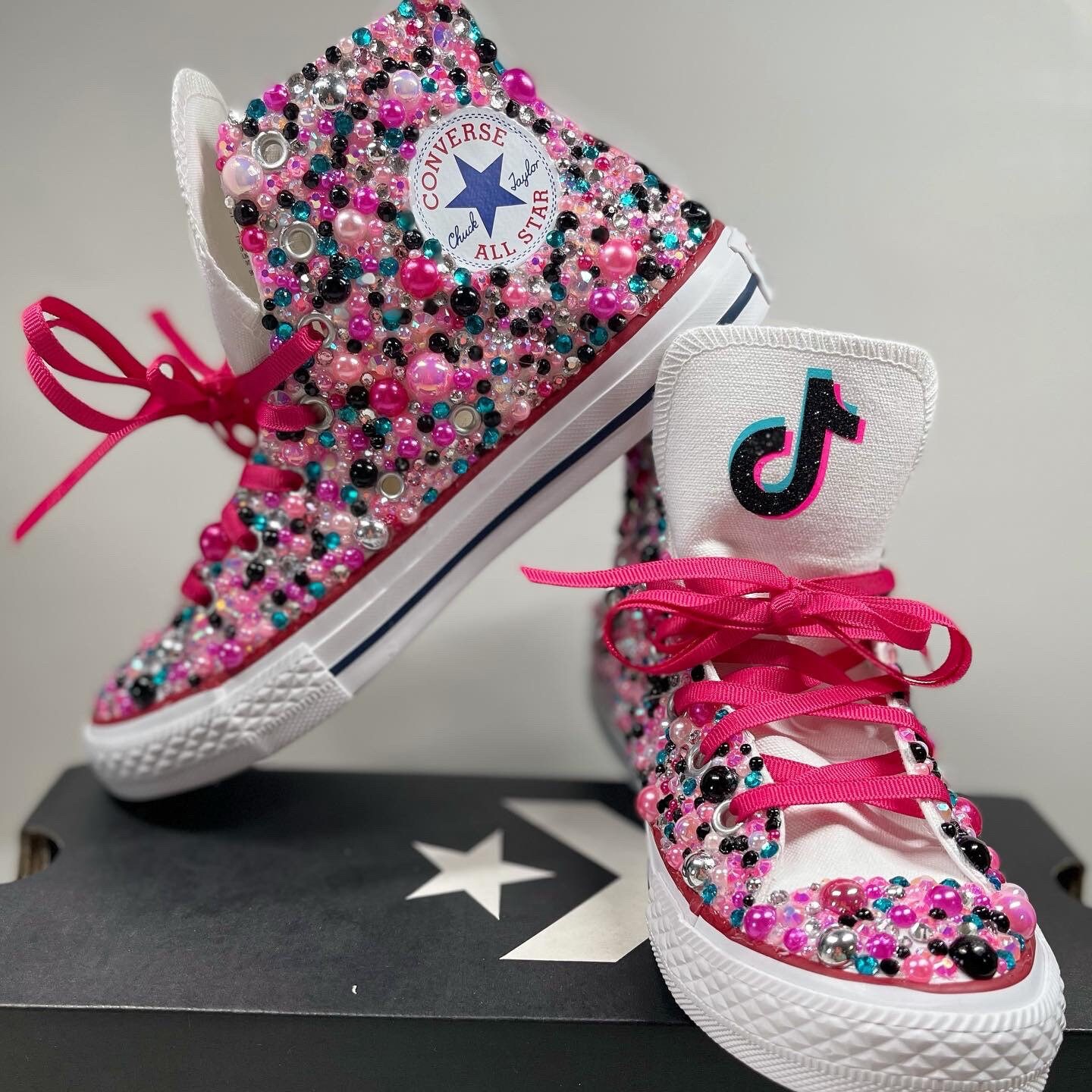 Tik Tok Converse Bling Shoes Rhinestone Birthday Theme Etsy