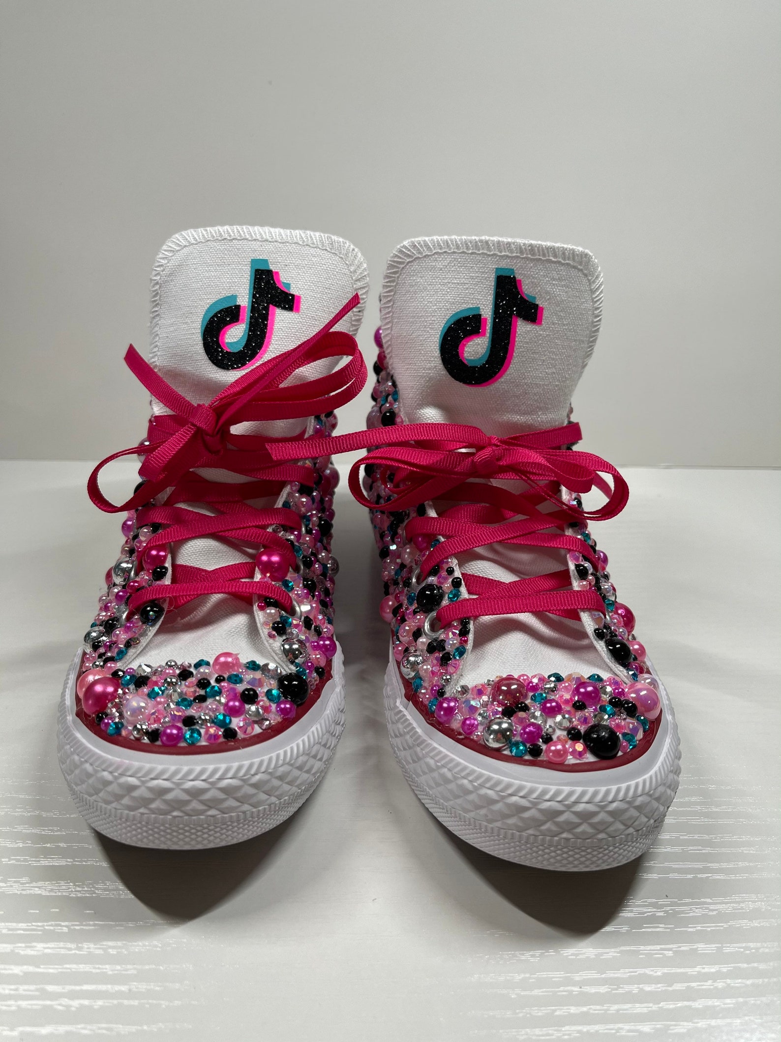 Tik Tok Converse Bling Shoes Rhinestone Birthday Theme Etsy