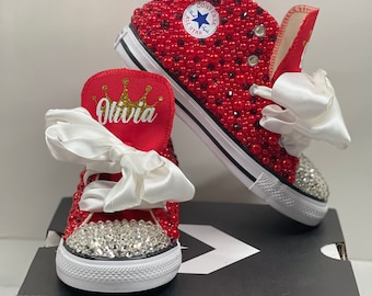 red bedazzled converse