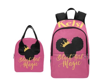 Black Girl Magic Personalized Backpack & Lunch Bag Bundle