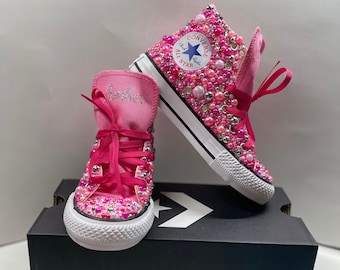pink converse with crystals
