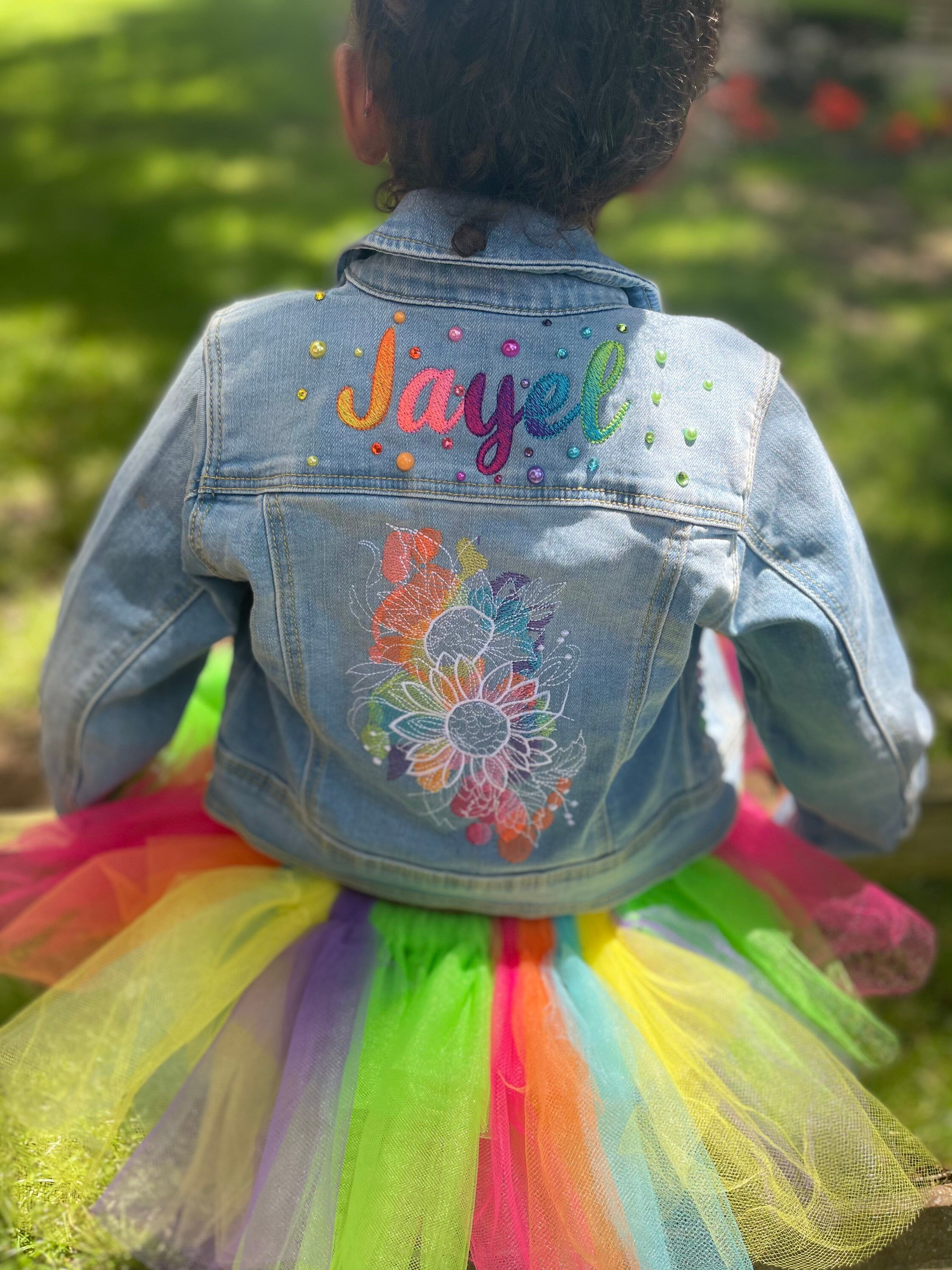 Personalized Rainbow Color Splash Jean Jacket 