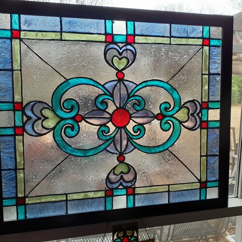 Extra Large Handpainted Glass Art Faux Stained Glass Custom Etsy