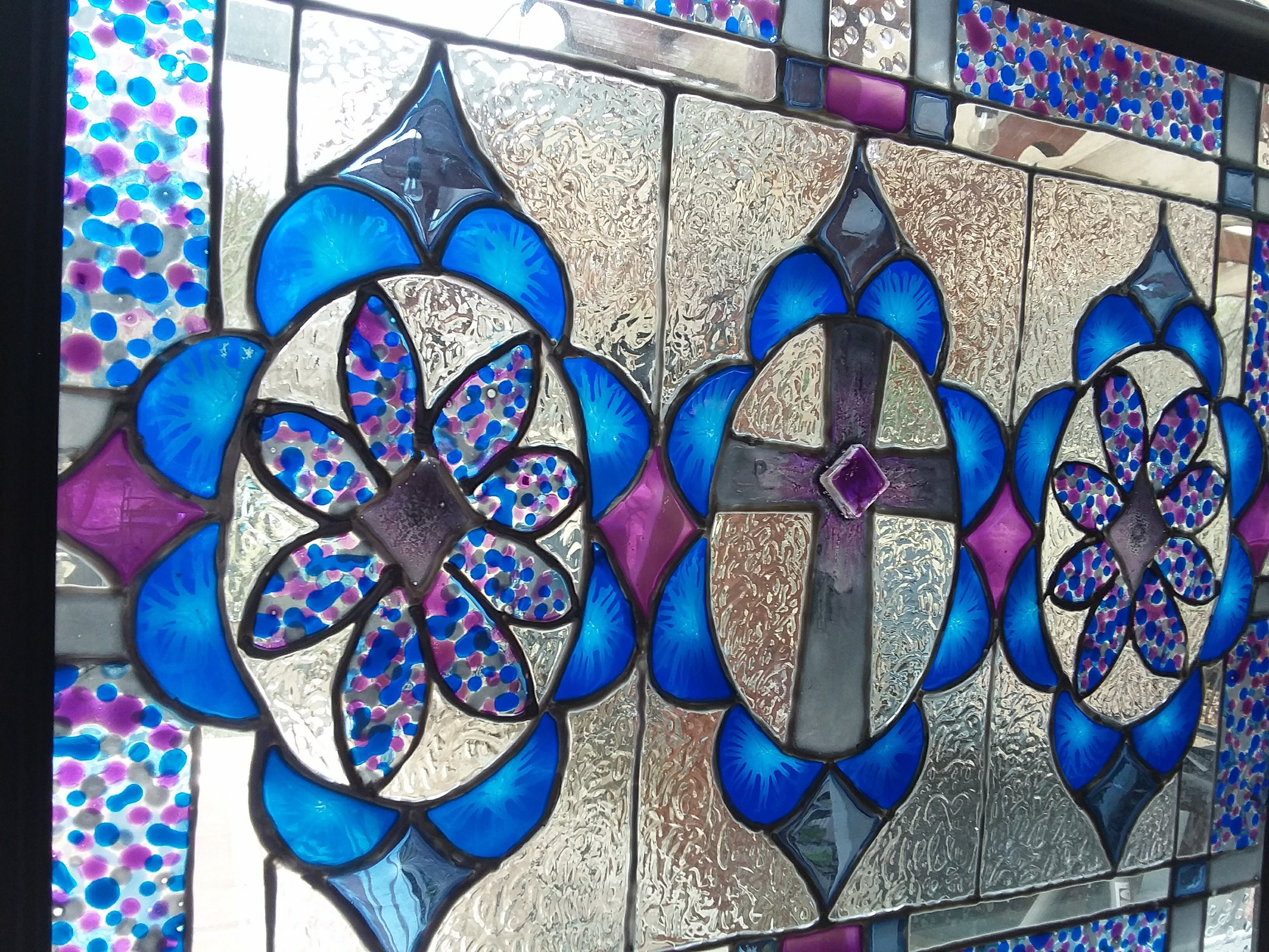 LargeCustomHandpaintedGlass ArtFauxStained Etsy