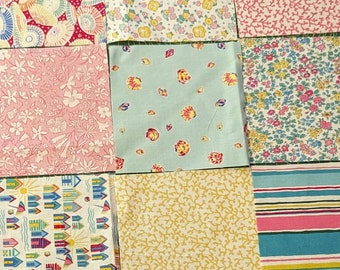 Liberty of London 100% Cotton Floral Fabric Charm Squares 5" x 5" Charm Squares, Quilting Squares, Patchwork, Designer Craft Fabric Squares
