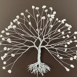 Howlite crystal, wire Tree of Life wall hanging sculpture