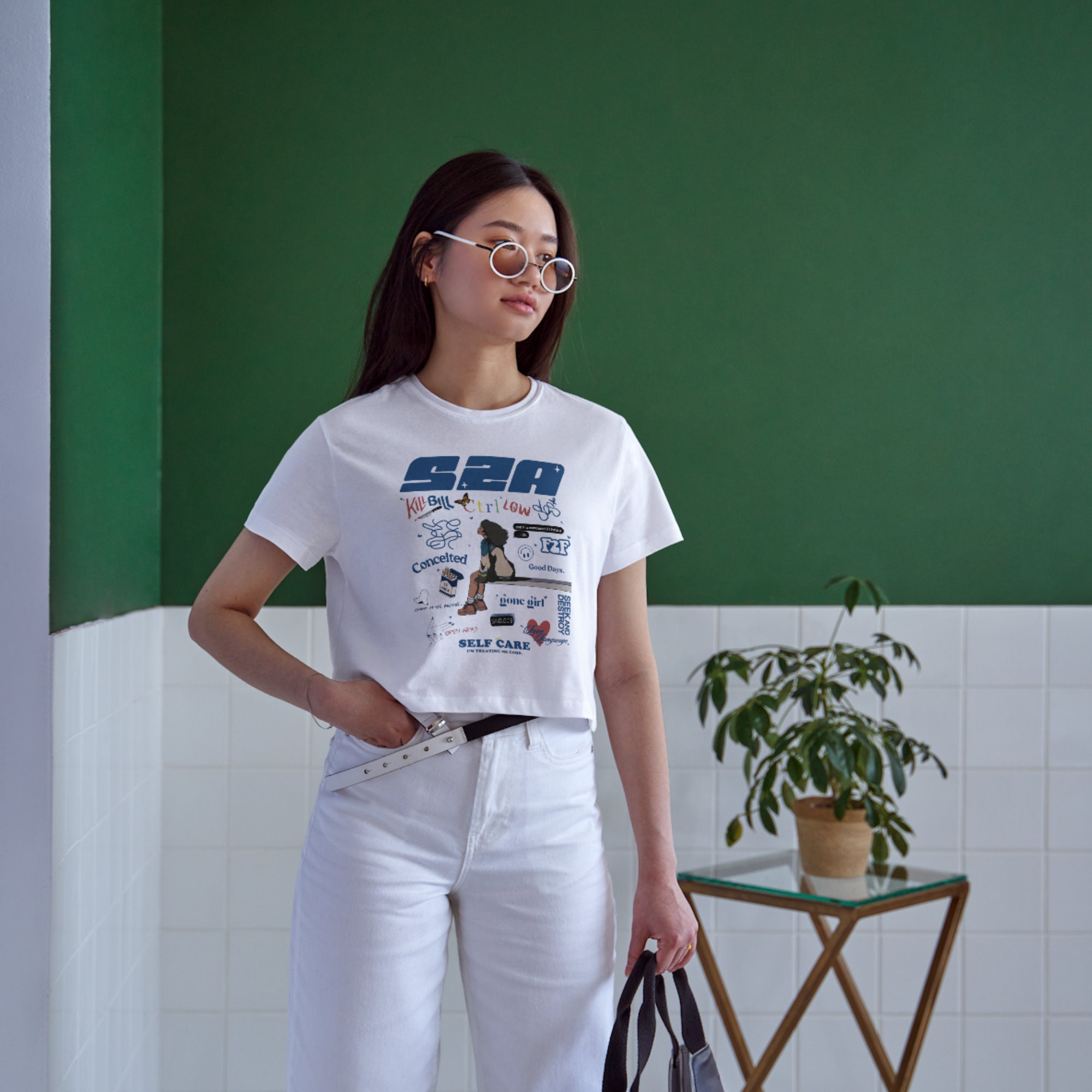 SZA SOS ツアーTシャツ M 黒 日本未発売 正規品 SZA Shirt Womens Small Black SOS Tour 2023 Crew Neck Short