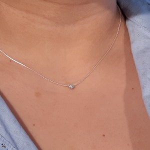 Natural Raw Grey Diamond Necklace sterling silver or gold plated, dainty choker gemstone Minimalist jewelry gifts Bridesmaid Wedding women