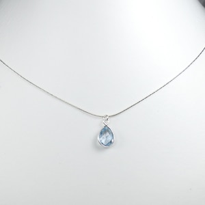 Natural sky blue Topaz drop Necklace sterling silver 925, dainty gemstone pendant, December Gifts jewelry wedding birthday Women Birthstone
