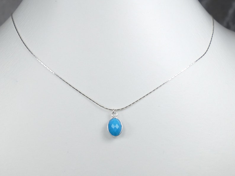 Natural Sleeping beauty Turquoise necklace sterling silver 925 thin dainty pendant Gift for Her precious gemstone jewelry wedding blue