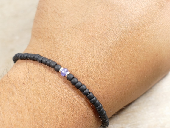 Natural Tanzanite Men Bracelet Sterling Silver or Gold Plated