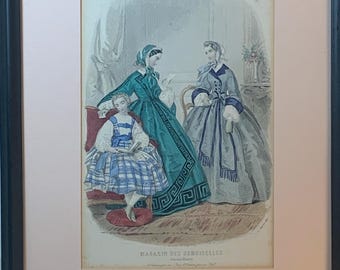 Framed Le Journal Des Dames Et Des Demoiselles Plate 1120b-- 1873