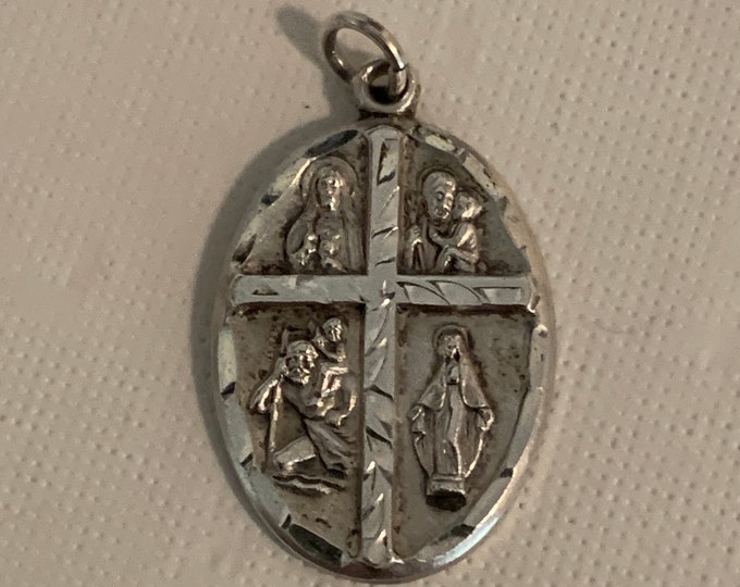 Sterling Silver 4 Way Religious Medal, Vintage Sterling Silver I Am A ...