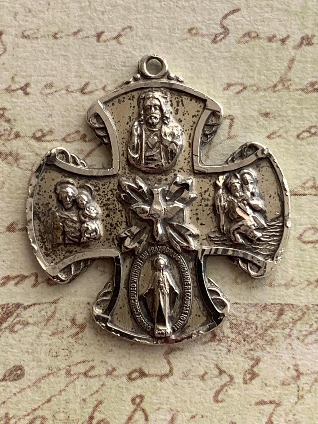 Creed Sterling Silver 4 Way Catholic Religious Medal - Etsy