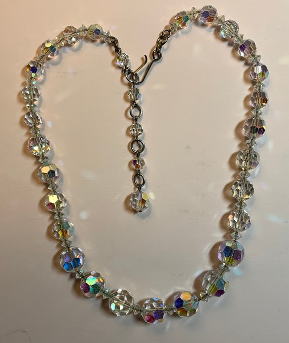 Crystal Bead Choker 14"Necklace, Vintage Graduated