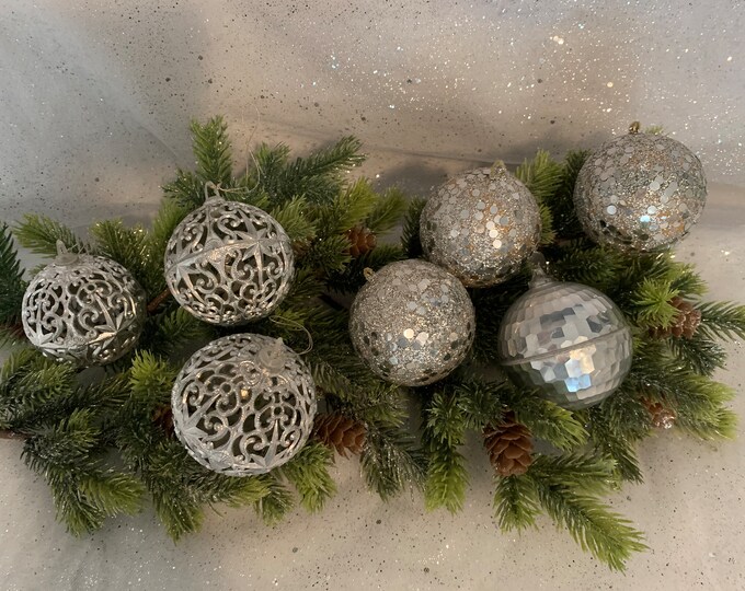Silver Glitter and Mirror Ball Ornaments Disco Ball Ornament Etsy
