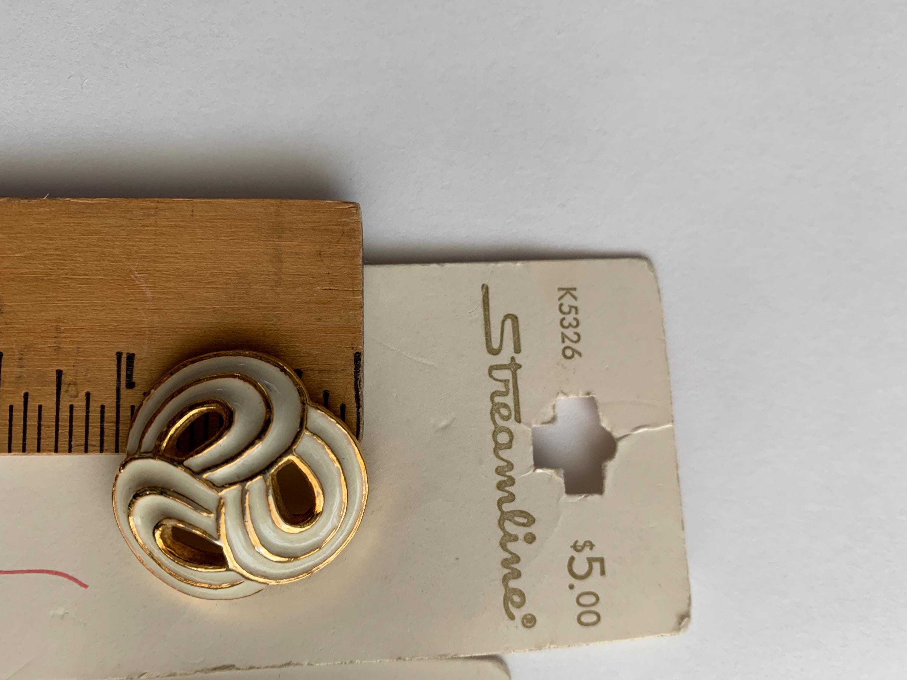 Streamline White Enamel Gold Metal Buttons on Original Cards - Etsy
