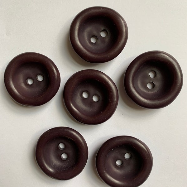 Deep Well Round Dark Plum Modern Plastic Buttons, Plum Plastic Buttons with Deep Well Design, Large Plum Buttons