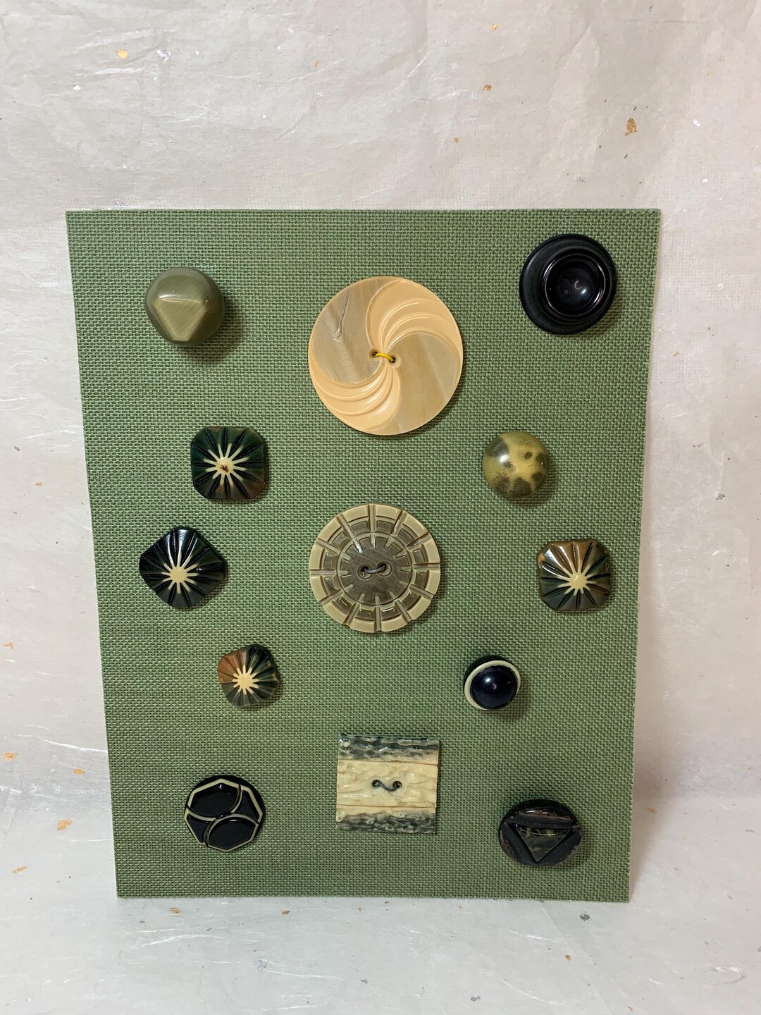 Button Design Mat Vintage Green Beige Buttons on Mat Board - Etsy
