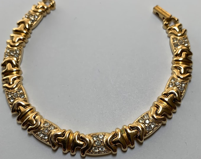Joan Rivers Bracelet Gold Tone Metal With Crystal Rhinestones Joan