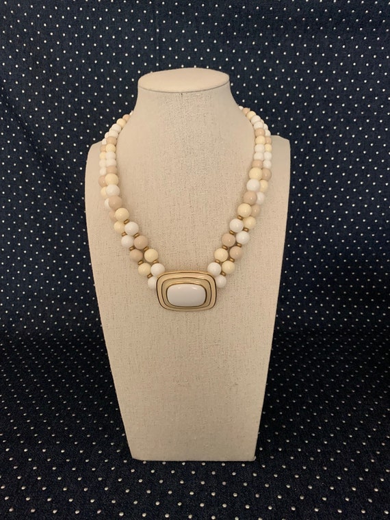 Vintage Trifari Double Strand Lucite Bead Necklace