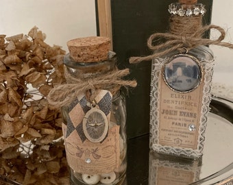 Altered Bottles, Decorated Bottles, Vintage Bottles Decorated, Altered Decorated Bottles