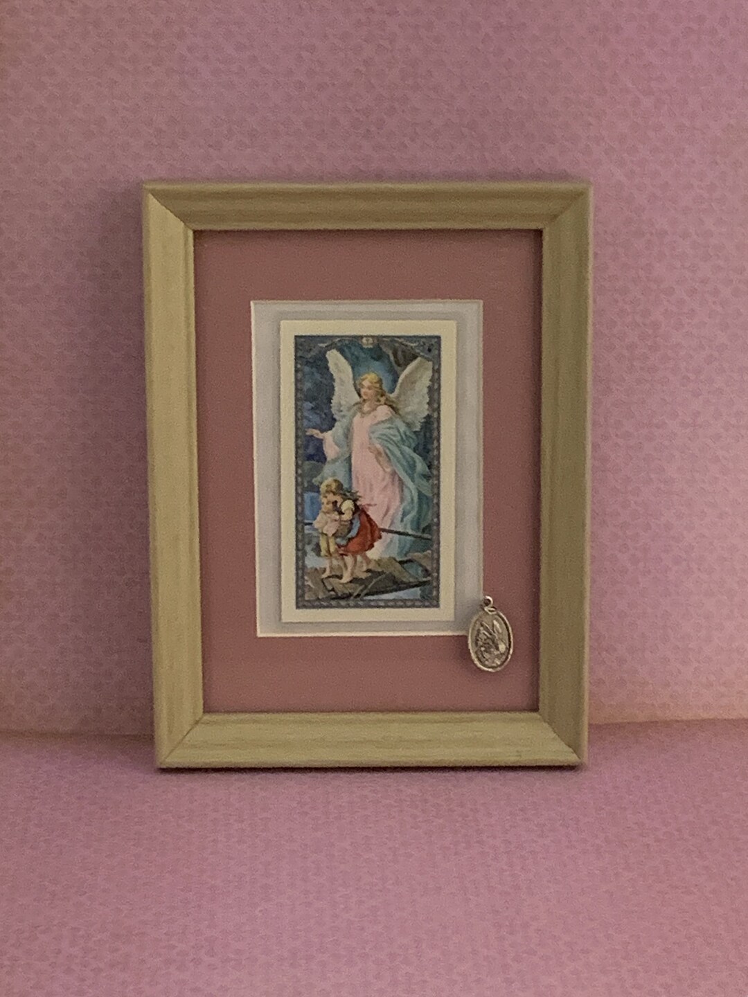 Framed Guardian Angel Religious Card With Guardian Angel Religious ...