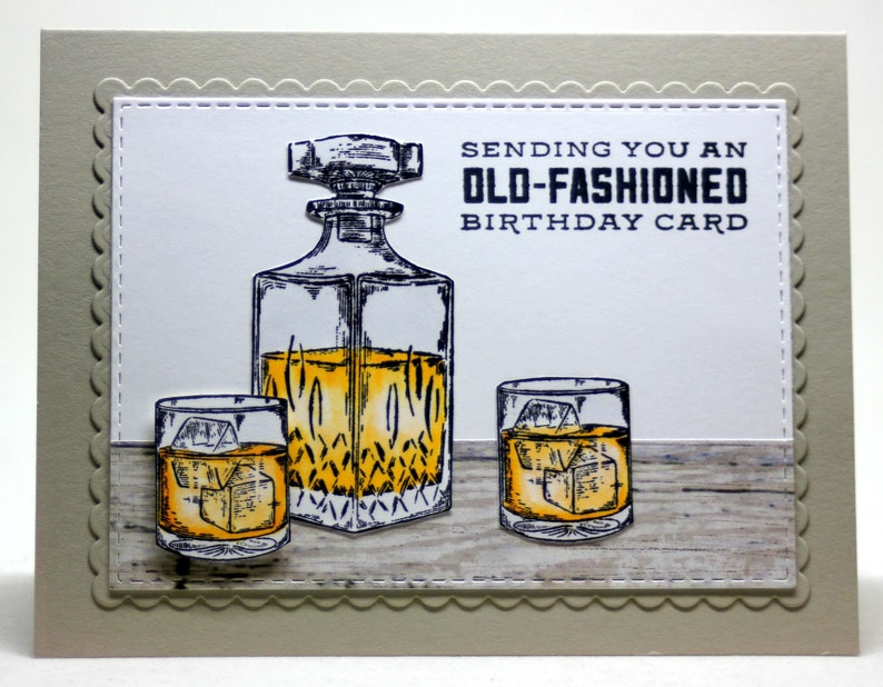 OldFashioned drink birthday card Etsy