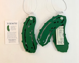 Christmas Pickle Ornament - Cash Gift Storage - Pickle Tradition