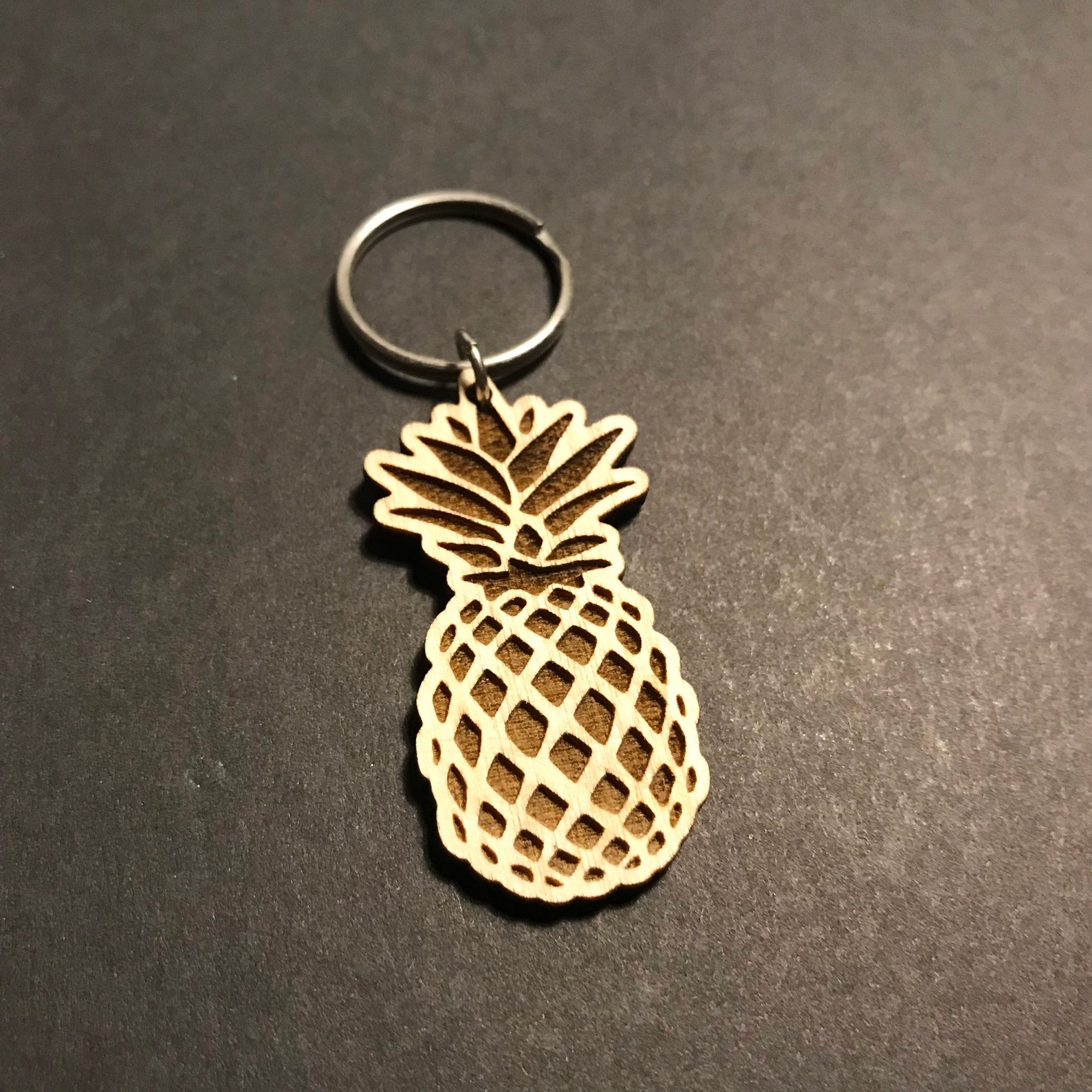 Pineapple Keychain Wooden Pineapple Engraved Wood Key Ring Etsy