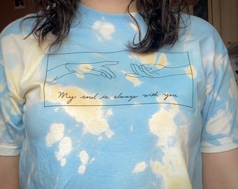 Banana Angel Fish My soul is always with you blue tie dye (+yellow) graphic Anime T-shirt