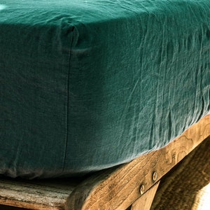 Linen Fitted Sheet, StoneWashed Bedsheet, Super Soft, Pure Linen, Vintage Look, Fitted Sheets Size: Queen, King, Super King