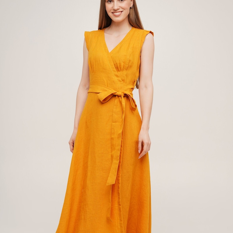 4510471 Black-Orange Wrap Dress