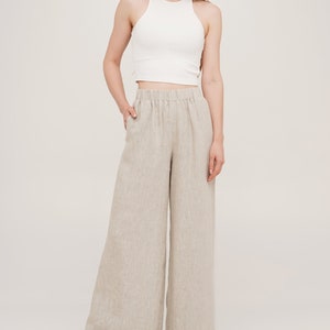 Linen Pants for Women, Stonewashed Linen Trousers, Elastic Waist Linen Pants, Baggy Pants, Palazzo Trousers, Woman Linen Trousers