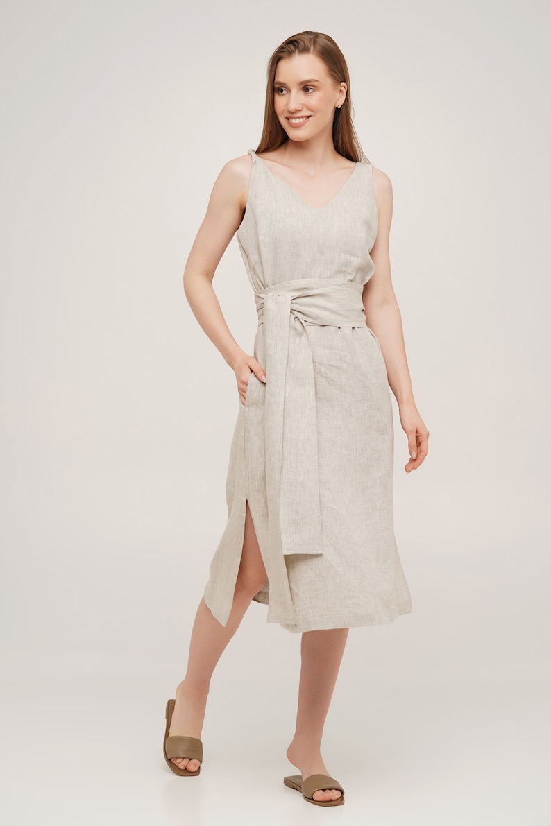 Linen Dress, Linen Dress With Pockets, Linen Dresses for Women, Summer Linen Dress Natural