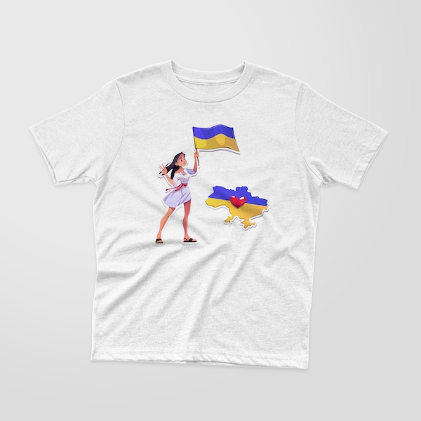 Ukraine T-Shirt with Flag, Charity for Ukraine, Support Ukraine Shirt, No War, Ukraine Shirt, Ukraine Top, 100% Cotton T-Shirt