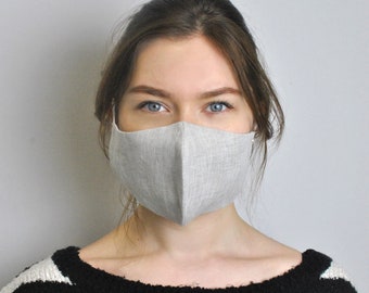 Face Mask, 100 % Pure Linen, Reusable, Breathable, Soft