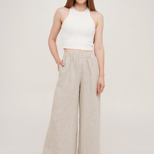 Linen Pants, Stonewashed Linen Trousers, Elastic Waist Linen Pants, Baggy Pants, Palazzo Trousers, Woman Linen Trousers image 8