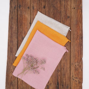 Linen Tea Towels, Kitchen Towels, Housewarming Gifts, Dish Towel, Handmade Tea Towel, Dusty Rose, Mustard & Natural Colours