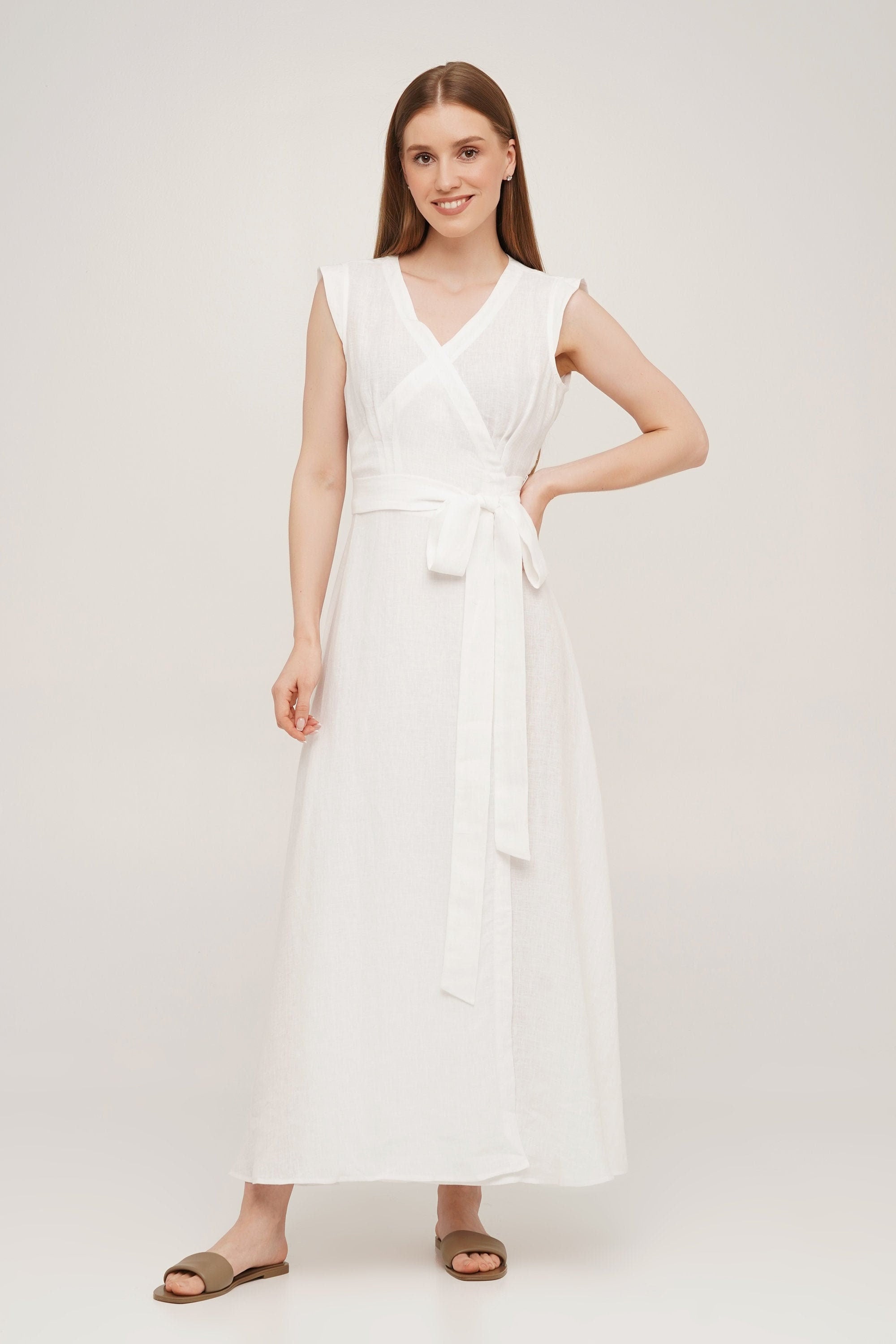 White long store wrap dress