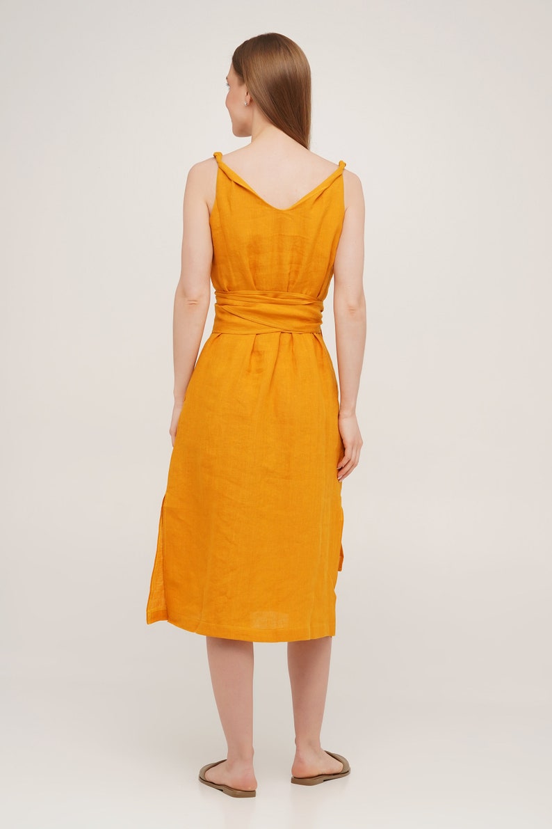 Linen Dress, Linen Dress With Pockets, Linen Dresses for Women, Summer Linen Dress image 3
