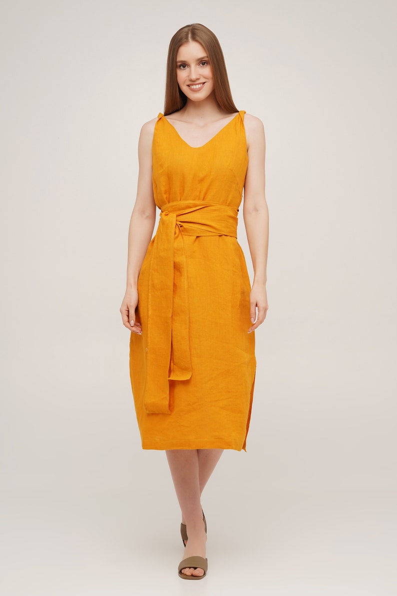 Linen Dress, Linen Dress With Pockets, Linen Dresses for Women, Summer Linen Dress image 7