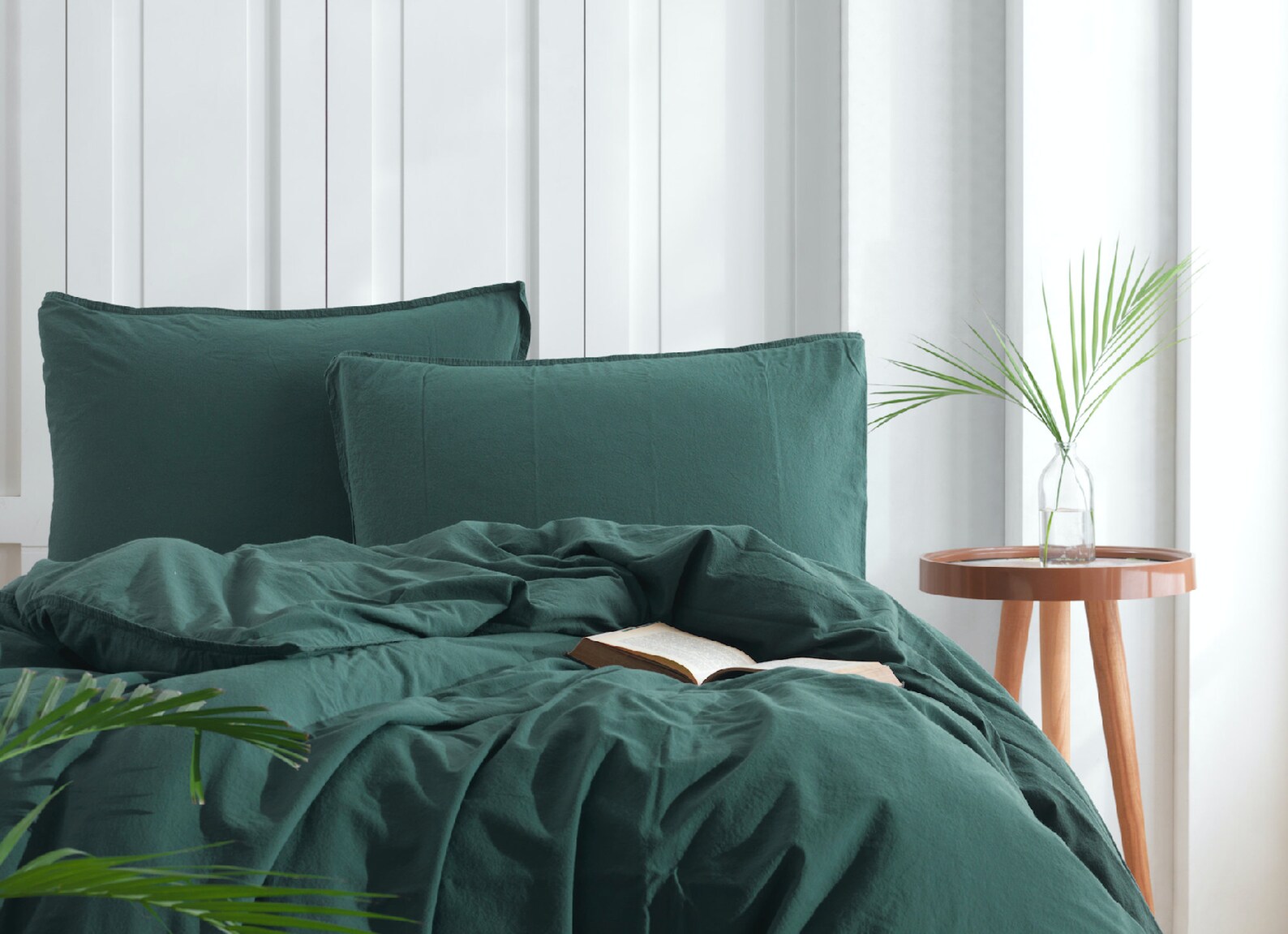 Dark Green Fitted Sheet Set 1 Fitted Sheet 2 Pillow Cases Etsy