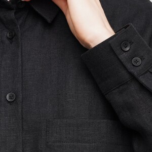 Linen Shirt, Women's Linen Blouse, Button Up Shirt, Long Sleeve Shirt, Black Linen Shirt and Other Colors image 8