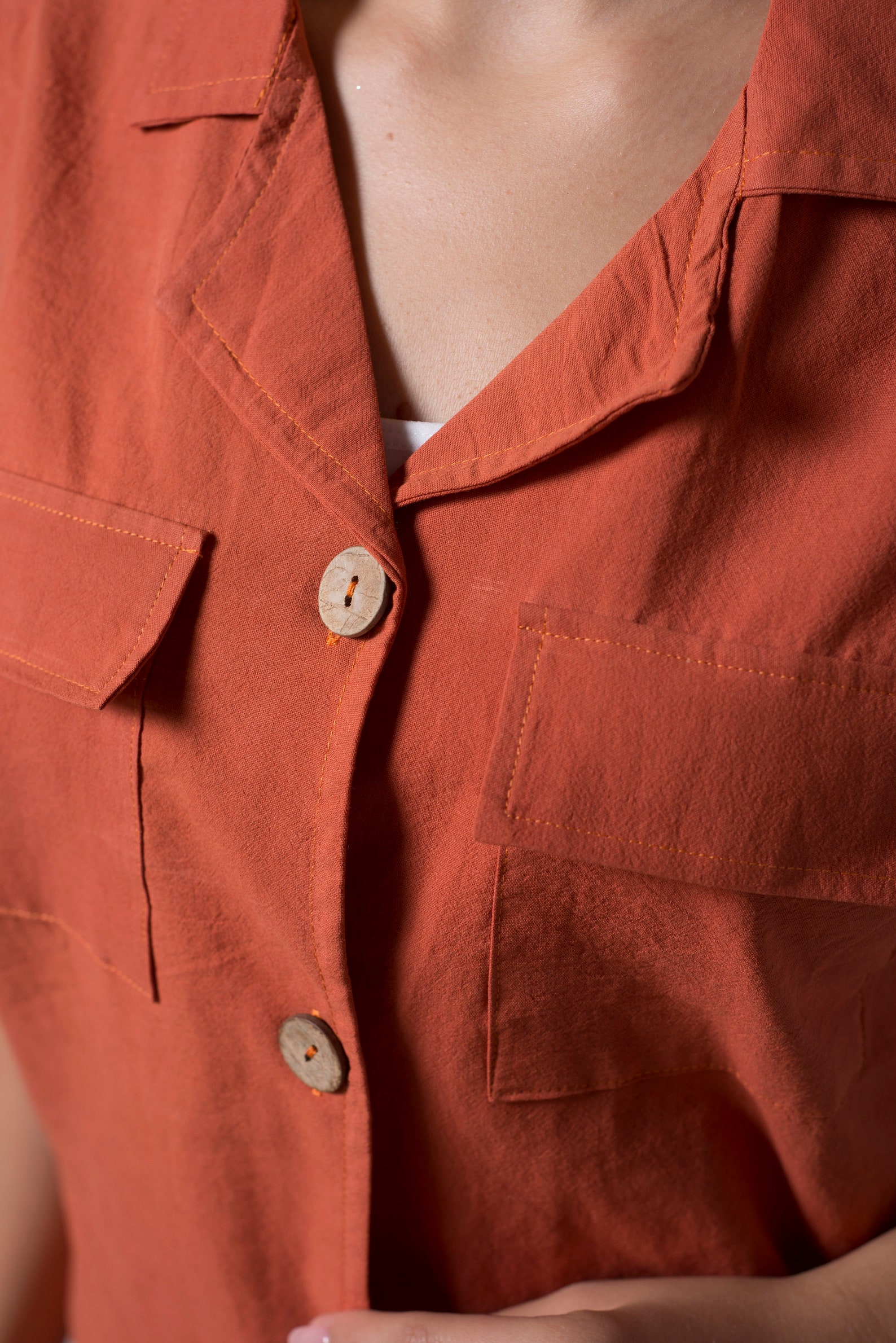 Burnt Orange Pajamas Set, Stone Washed Organic Cotton, Pajama Shorts ...