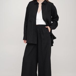 Black Linen Trousers -  UK