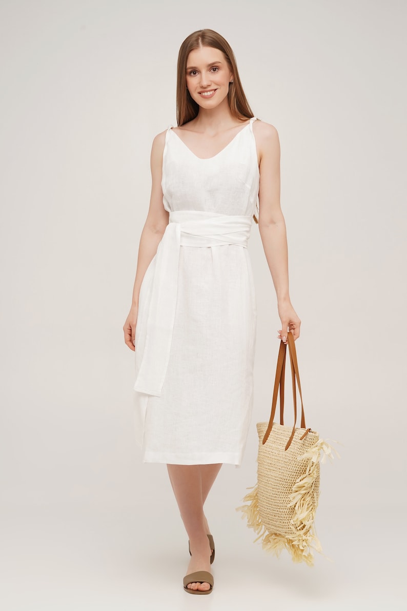 Linen Dress, Linen Dress With Pockets, Linen Dresses for Women, Summer Linen Dress image 5