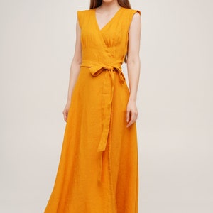 Wrap Linen Sundress and Other Colours, Summer Wrap Dress Maxi, Linen Dresses for Women, Boho Dress for Party, Cocktail Dress